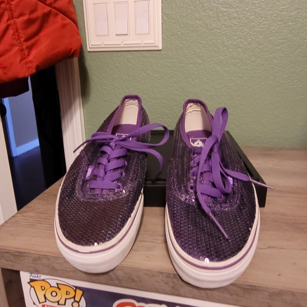 Purple sparkly vans 7/7.5